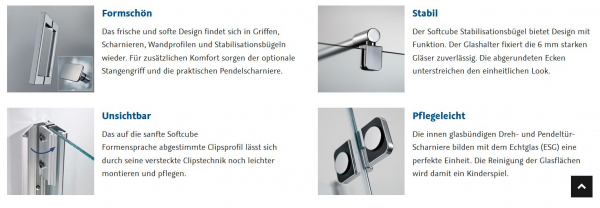 HSK Premium Softcube Drehtür mit Seitenwand Duschkabine Eckkabine Fronteinstieg