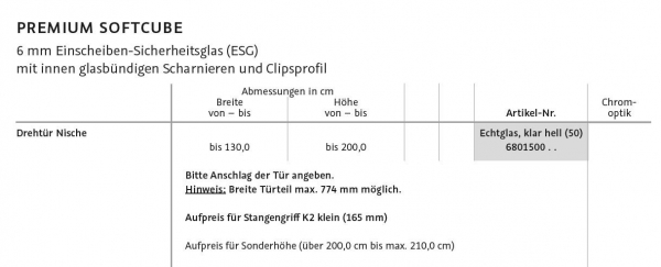 HSK Premium Softcube Drehtür für Nische Nischentür Duschabtrennung