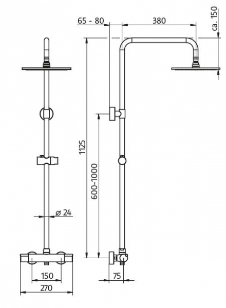 HSK Shower-Set Duschset RS 100 Thermostat mit Sicherheitsthermostat-Armatur