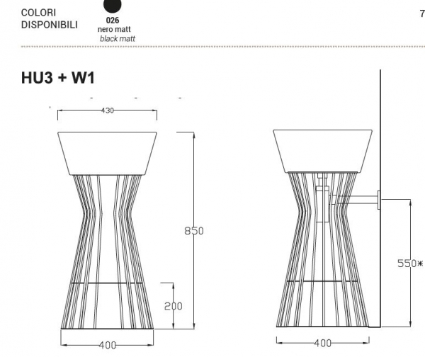 Hidra Metallstruktur Hub passend für Wire-Waschtisch oder Aufsatzwaschbecken, freistehend, italienisches Design für Ihr Traumbad