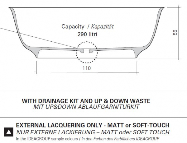 Idea Aqua Badewanne Disenia Wave freistehend aus CRISTALPLANT®