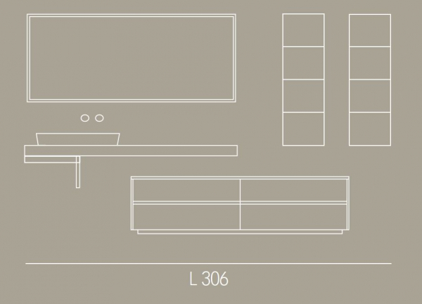 Idea Aqua Badmöbelset Nyù 08 zeitloses und elegantes Badezimmer-Waschtisch-Set