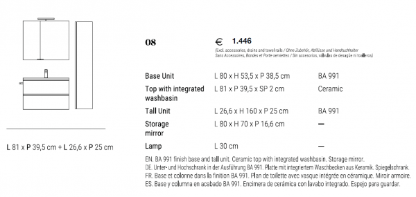 Idea Badmöbelset Blob System 08 exklusives und elegantes Badezimmer-Waschbecken-Set