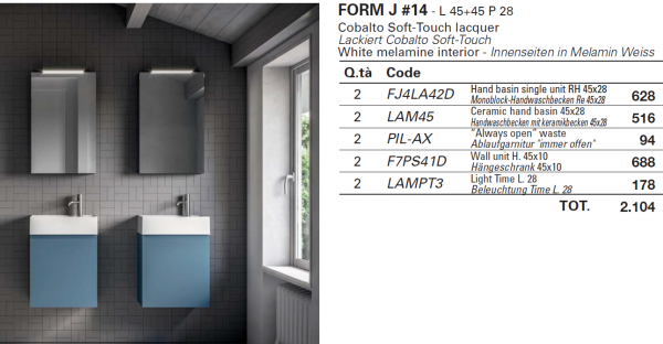 Idea Badmöbelset Form J14 exklusives und elegantes Badezimmer-Waschtisch-Set