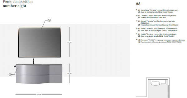 Idea Badmöbelset Form J8 exklusives und elegantes Badezimmer-Waschtisch-Set