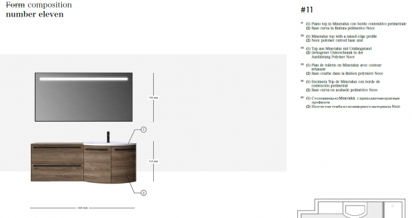 Idea Badmöbelset Form T11 exklusives und elegantes Badezimmer-Waschtisch-Set