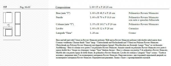 Idea Badmöbelset Form T15 exklusives und elegantes Badezimmer-Waschtisch-Set