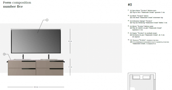 Idea Badmöbelset Form T5 exklusives und elegantes Badezimmer-Waschtisch-Set