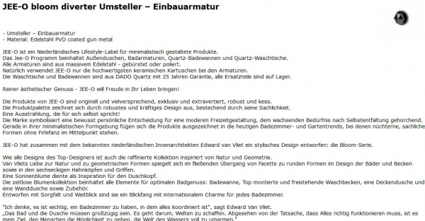 Umsteller bloom diverter Einbauarmatur von Jee-O