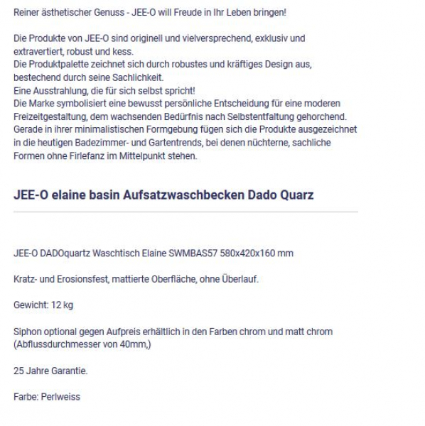 Jee-O Aufsatzwaschbecken elaine basin