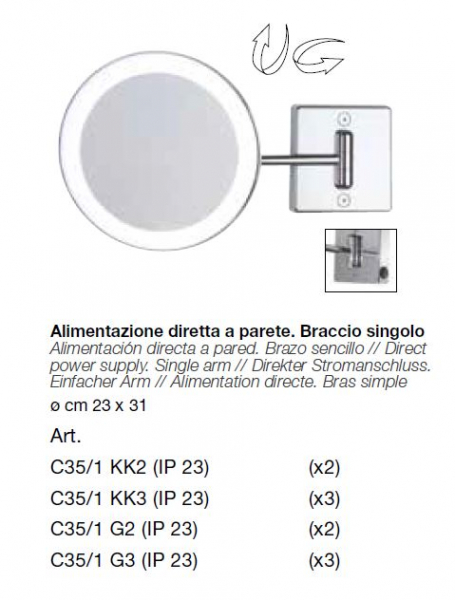 Koh-I-Noor Vergrößerungsspiegel Discolo LED 1 Kosmetikspiegel mit LED-Beleuchtung, italienisches Design für Ihr Bad