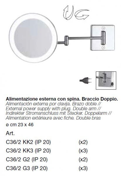 Koh-I-Noor Vergrößerungsspiegel Discolo LED 2 Kosmetikspiegel mit LED-Beleuchtung, italienisches Design für Ihr Bad