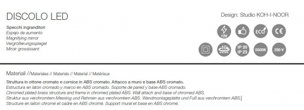 Koh-I-Noor Vergrößerungsspiegel Discolo LED 2 Kosmetikspiegel mit LED-Beleuchtung, italienisches Design für Ihr Bad