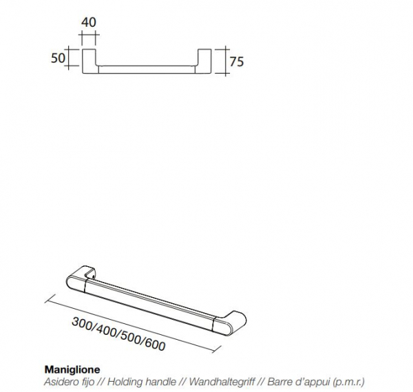 Koh-I-Noor Sicherheitsgriff Maniglione Wandhaltegriff, italienisches Design für Ihr Bad