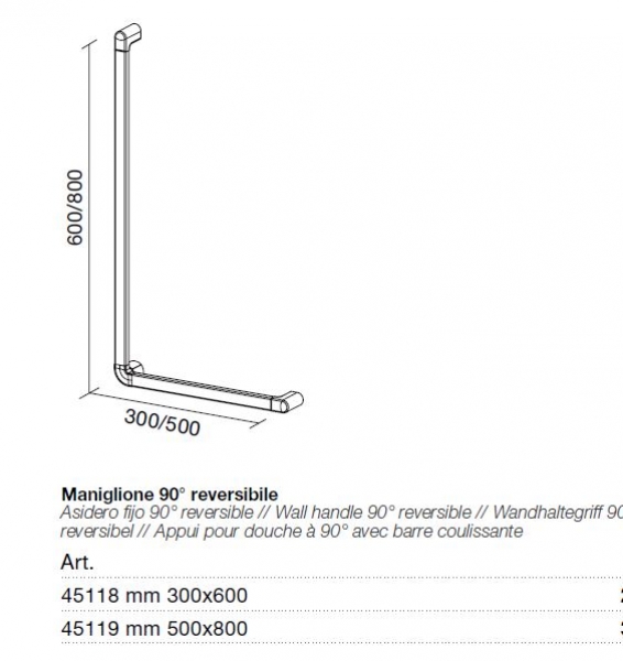 Koh-I-Noor Sicherheitsgriff Maniglione Wandhaltegriff 90°, italienisches Design für Ihr Bad