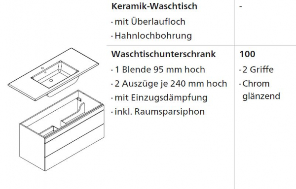 Lanzet Badmöbelset K5 2 Schubladen mit Einzugsdämpfung