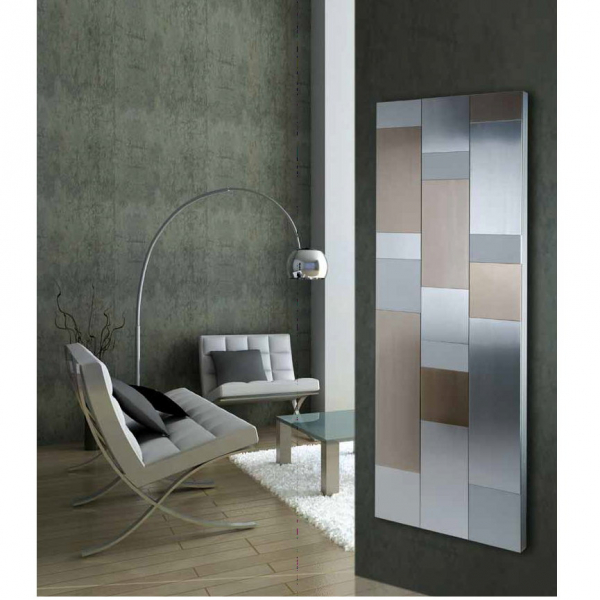 Margaroli Riflessi Silver Aluminium-Designheizkörper mit silbernen Patchwork-Platten