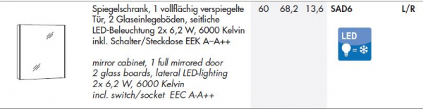 Marlin Bad 3250 Spiegelschrank mit seitlicher LED-Beleuchtung und Soft-Close, praktisches Design für Ihr Badezimmer