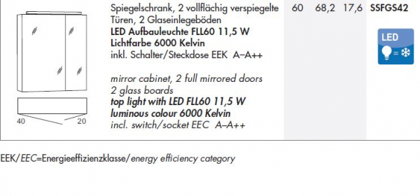 Marlin Cosmo 3090 Spiegelschrank 60 cm