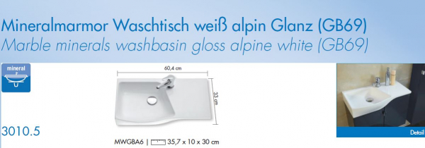 Marlin Gästebad Badmöbelset 3010.5 Badmöbel für Gäste-WC