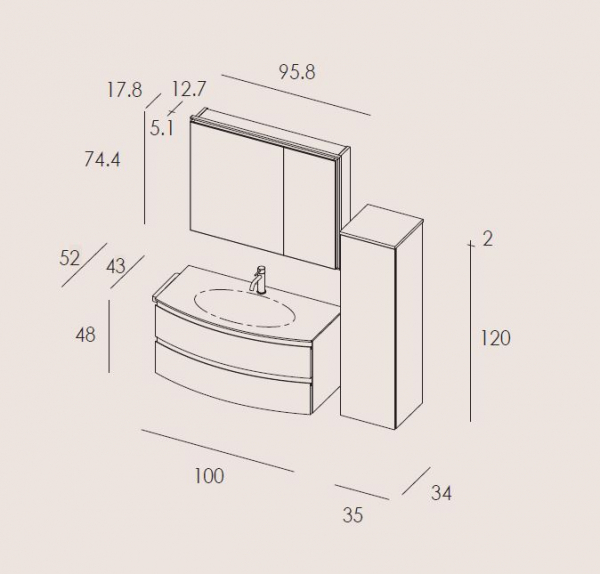 Mastella Byte Memory 12 Badmöbelset modernes Design aus Italien