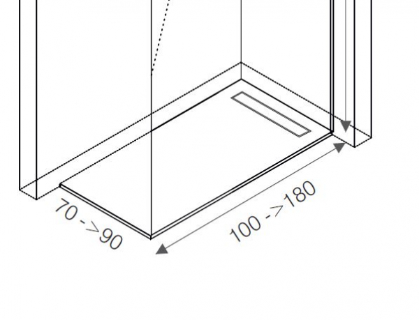 Mastella Koral Duschboard weiß, Breite 80 cm für Walk In Duschwand - modernes Design aus Italien