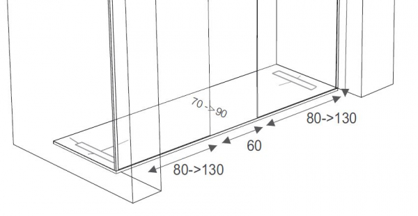 Mastella Koral Duschboard weiß, Breite 80 cm für Walk In Duschwand - modernes Design aus Italien