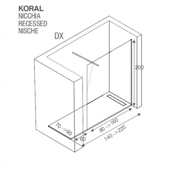 Mastella Koral Walk In Duschwand Duschabtrennung Duschkabine - modernes Design aus Italien