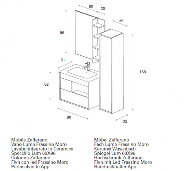 Mastella Lume 13 Badmöbelset modernes Design aus Italien