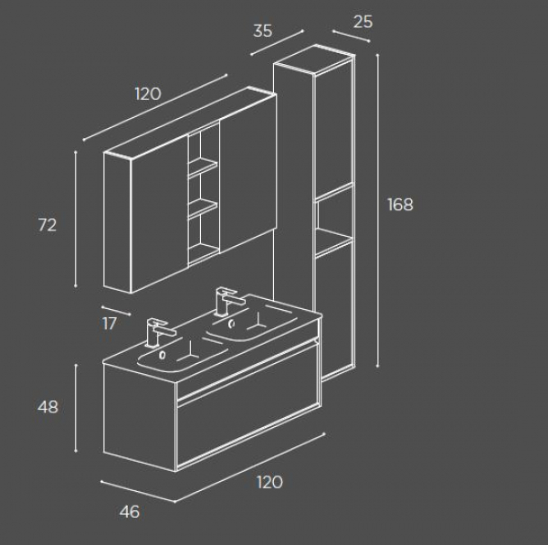 Mastella Smart46 Badmöbelset 03 kleines Format mit mehr Platz