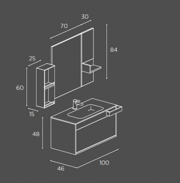 Mastella Smart46 Badmöbelset 13 kleines Format mit mehr Platz