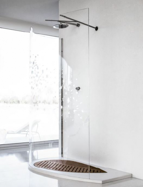 Mastella Soffio Walk-In-Dusche gebogen Spritzschutzwand Duschwand  - modernes Design aus Italien