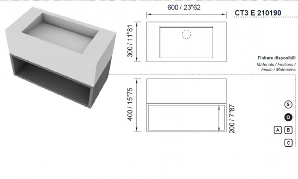 Moma Design Cubatecno Waschbecken Wandmontage mit Ablage-Fach Regal und Abdeckung