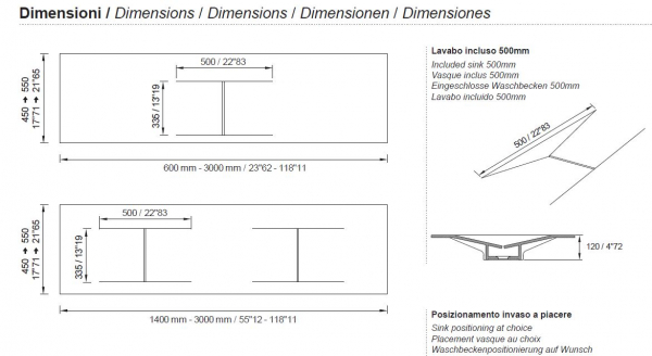 Moma Design Cut System Waschtischplatte Top mit Waschbecken White Stonage