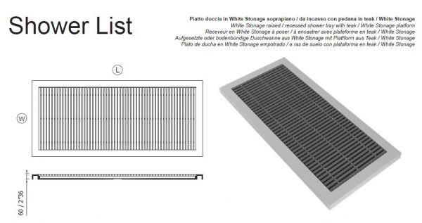 Moma Design Duschboard Shower List Duschwanne Wunschmaß Sonderanfertigung White Stonage Weiß matt