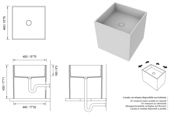Moma Design Standwaschbecken Half Tower 2 Halb-Säulenwaschbecken Weiß matt White Stonage