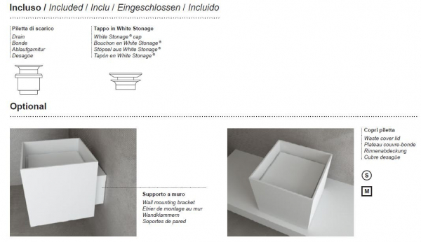 Moma Design Standwaschbecken Half Tower 2 Halb-Säulenwaschbecken Weiß matt White Stonage