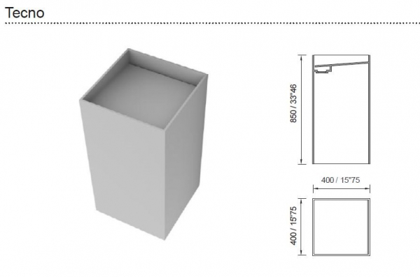 Moma Design Standwaschbecken Tower Tecno freistehende Waschsäule Weiß matt White Stonage