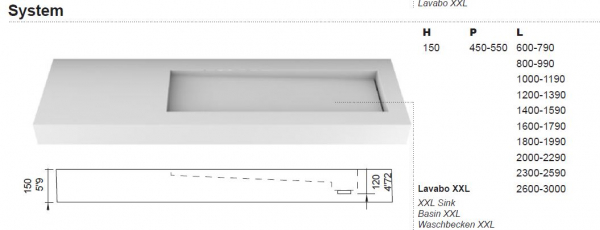 Moma Design XS System Waschtischplatte Top mit Waschbecken White Stonage