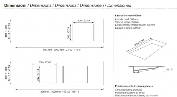 Moma Design XS System Waschtischplatte Top mit Waschbecken White Stonage