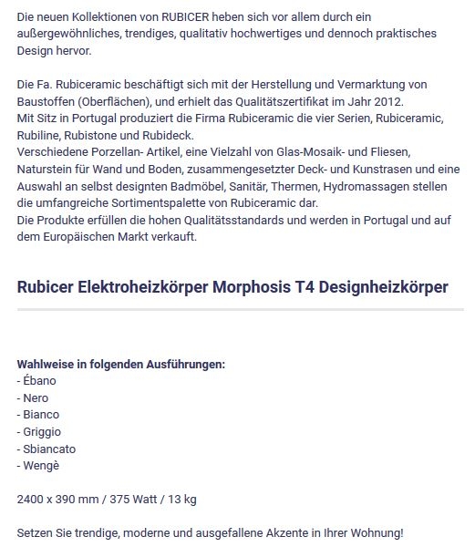 Morphosis T4 Elektroheizkörper Designheizkörper von Rubicer