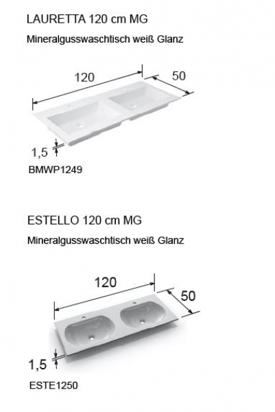 Pur Badmöbel-Set 120 mit Mineralguss-Waschbecken von Nolff