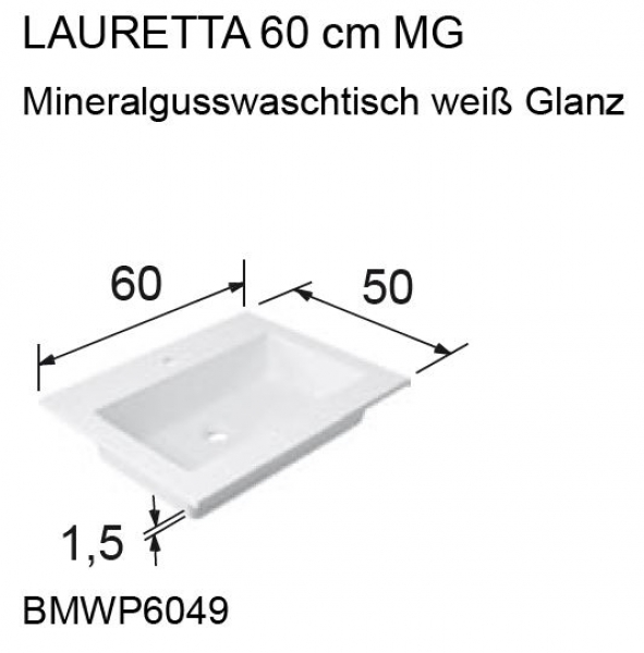 Pur Badmöbel-Set 60 mit MT Mineralguss-Waschbecken von Nolff