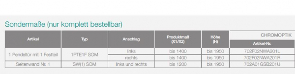 PUK Naab Eckdusche Nr. 2 Pendeltür an Festteil und Seitenwand