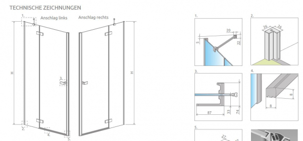 Radaway Arta 6 DWJ II Duschtür für Nische Pendeltür an Festteil