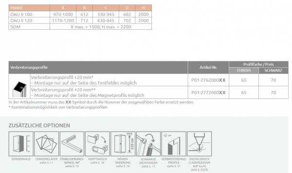 Radaway Arta 6 DWJ II Duschtür für Nische Pendeltür an Festteil
