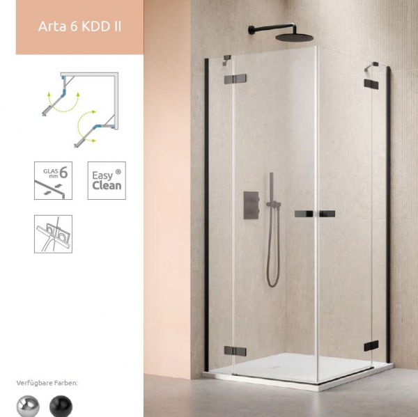 Radaway Arta 6 KDD II Eckdusche Eckeinstieg mit 2 Pendeltüren an Fixteil