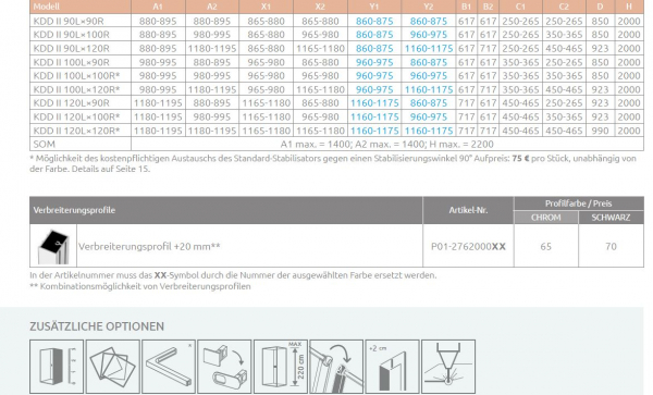 Radaway Arta 6 KDD II Eckdusche Eckeinstieg mit 2 Pendeltüren an Fixteil