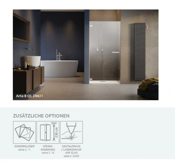 Radaway Arta 8 DWJI/QL Drehtür PUK Nieste Schwenktür