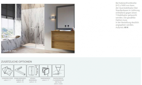 Radaway Arta 8 DWS QL Pendeltür an Fixteil PUK Nieste